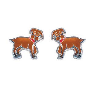 Dog ear studs brown 925 silver for wholesale by Janusch