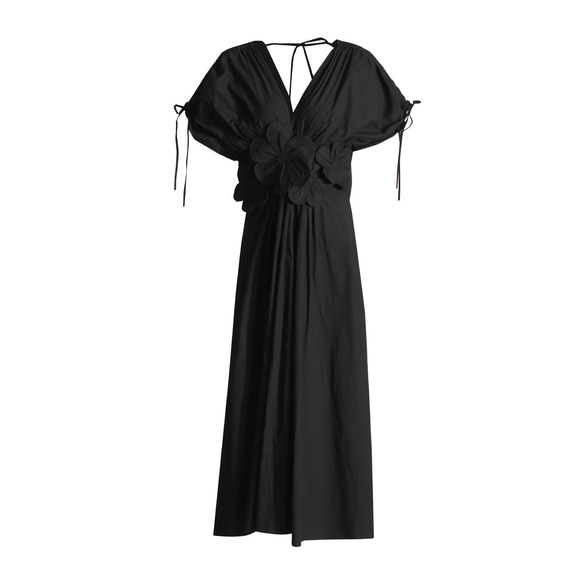 Branco SY185 Elegante Vestido Longo com Colagem Floral com Decote em V e Cintura Alta para venda a revendedores na Faire3