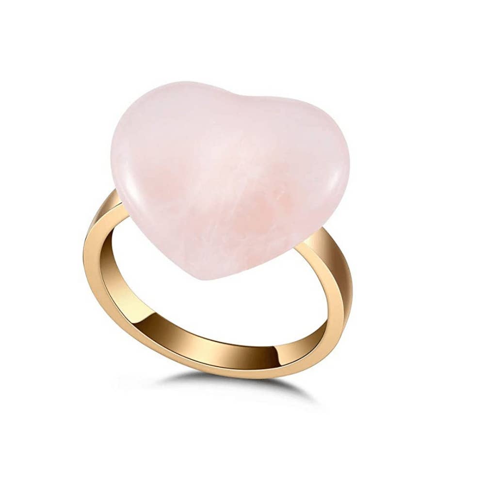 Qube Luxe by Debbie Marks - Wholesale Napkin ring - Gold and Rose Quartz Heart Napkin Rings (Set of two)