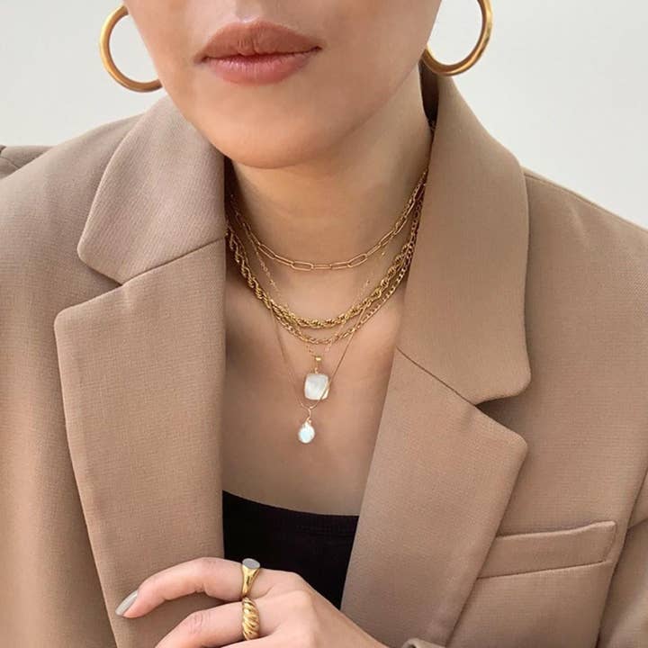 MAI DESIREE - Wholesale Link & Chain Necklace - RICKY GOLD PAPERCLIP CHAIN NECKLACE