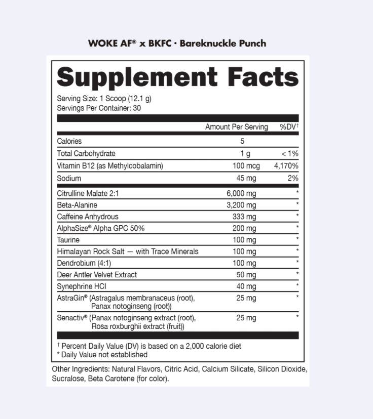 Bucked Up - Wholesale Oral Supplement/Vitamin - Woke AF Pre-Workout [30 Serv]10