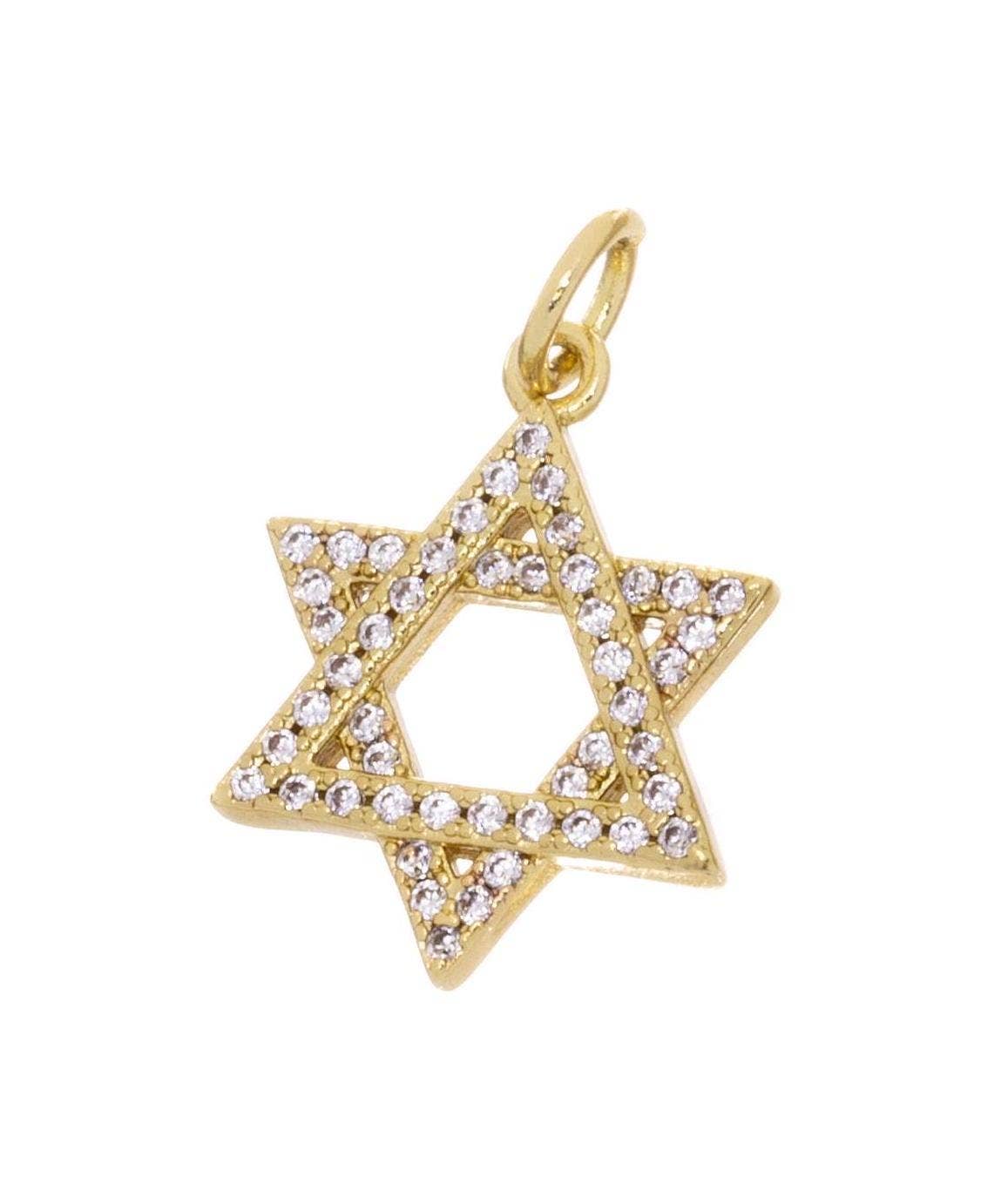 Jewel Pledge - Wholesale Individual Charm/Pendant - Gold Or Silver CZ Star of David Charm for Necklace,CPG7921