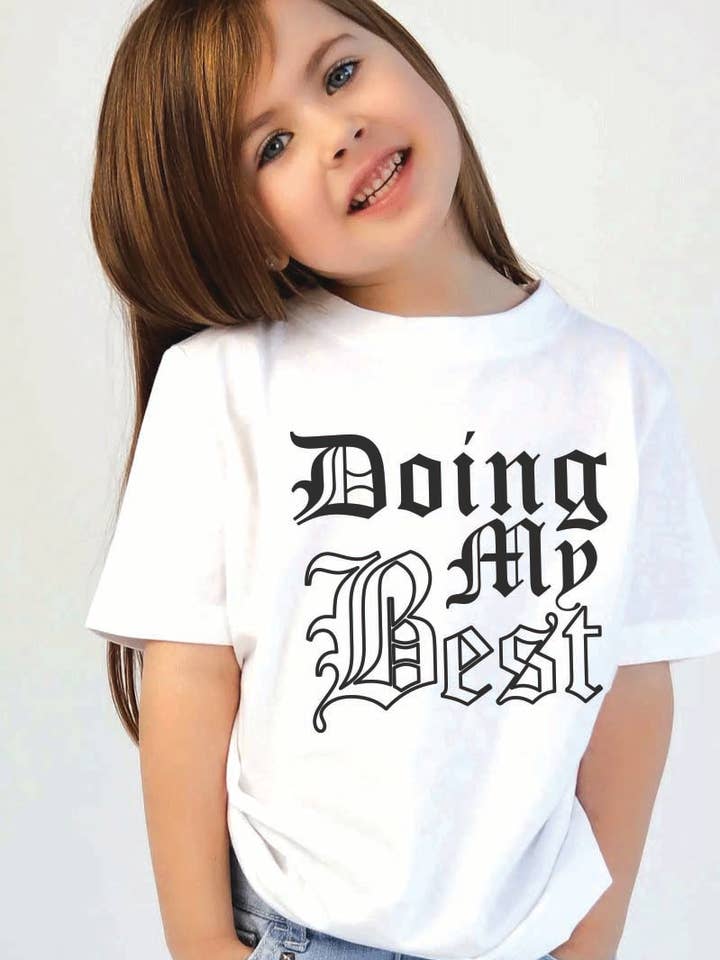 L1274 - DOING MY BEST grafisk t-shirt för wholesale av KNOCK ON THE STYLE