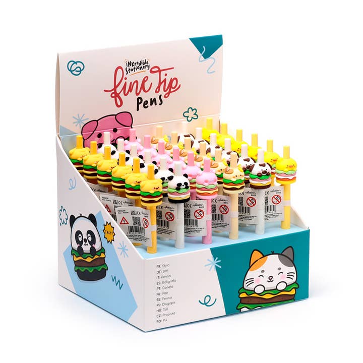 Foodiemals Süßer Hamburger Stift mit feiner Spitze für den Großhandel von Puckator Ltd