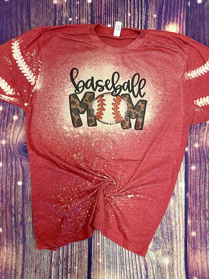 BaseBall Mom Bleached Shirt for wholesale by Cute As A Rustic Button