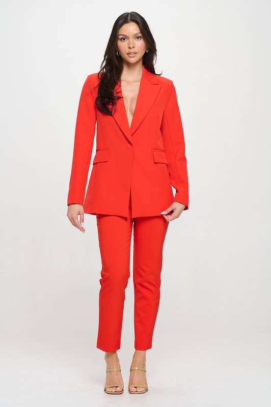 REMOVED BRAND - Wholesale Blazer - Dames - Solide eenknoopssluiting blazer met stretchvoering en klepzakken2