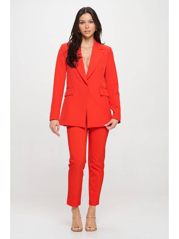 REMOVED BRAND - Wholesale Blazer - Dames - Solide eenknoopssluiting blazer met stretchvoering en klepzakken2