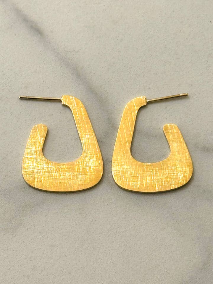 Brushed Gold Flat Bell Earrings for wholesale by Cassette Barcelona