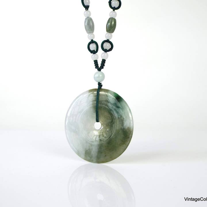 Vintagecollection888 - Wholesale Spiritual Stone/Crystal - Authentic Jade Pi Disc with Natural Jadeite Stone