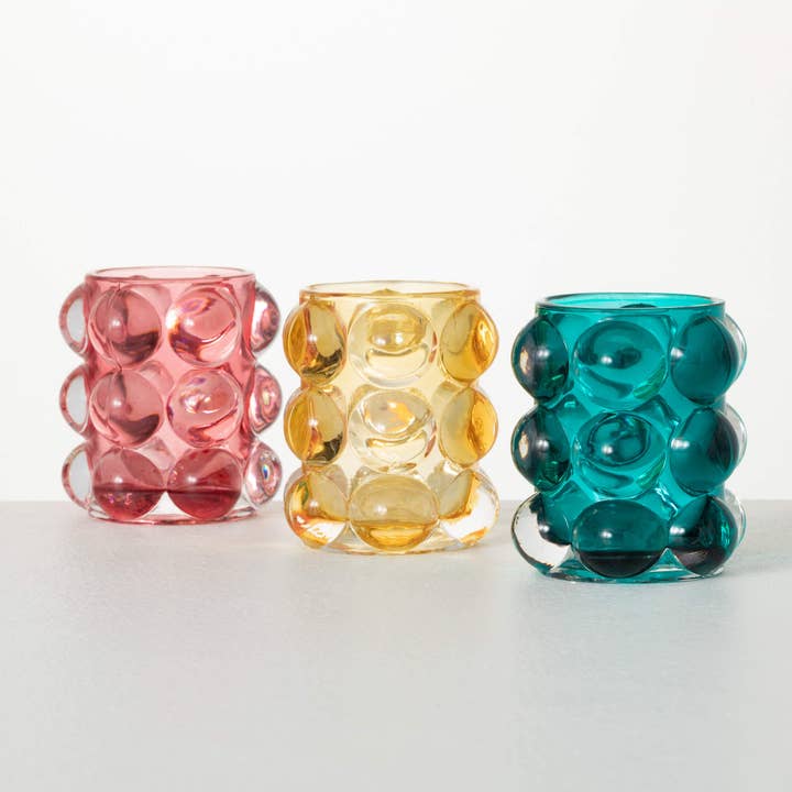 Sullivans Home Decor - Wholesale Candle Holder - BUBBLE TEXTURE GLASS VOTIVES