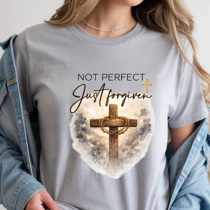 Not Perfect, Just Forgive Christian Graphic Tee | Exclusive for wholesale by Story & Grace Co