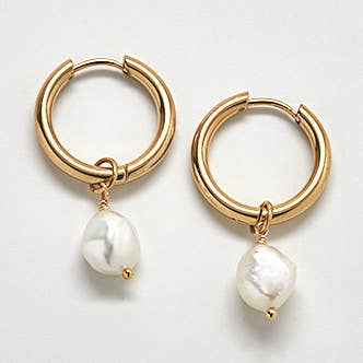 Single Freshwater Pearl Huggie Earrings - Easter Gift for wholesale by Admiral Row Jewelry