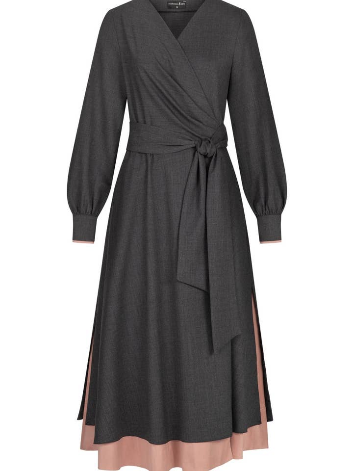 Wrap Dress Gray & Soft Lilac for wholesale by Marianna Déri GmbH