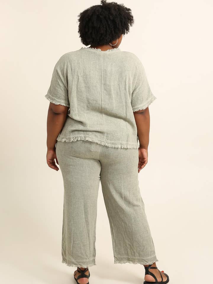 Lea & Luc - Grandes Tailles - Wholesale Pants - Women's - Plus size linen trouser SKU 99986