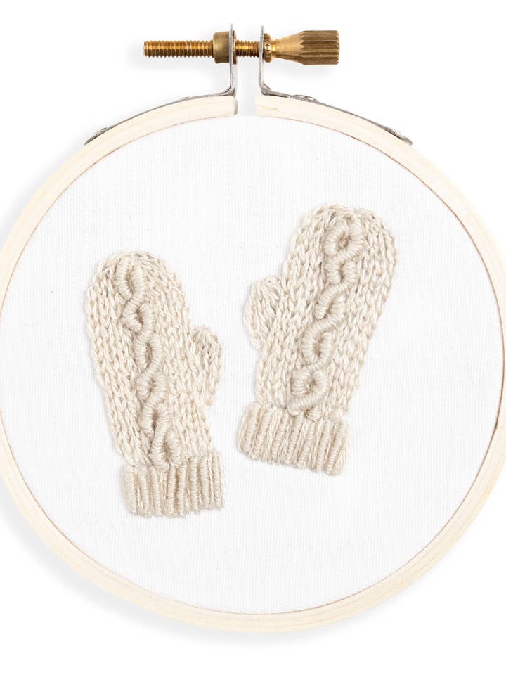 Cable Knit Mittens Ornament Embroidery Kit for wholesale by kdornbier embroidery