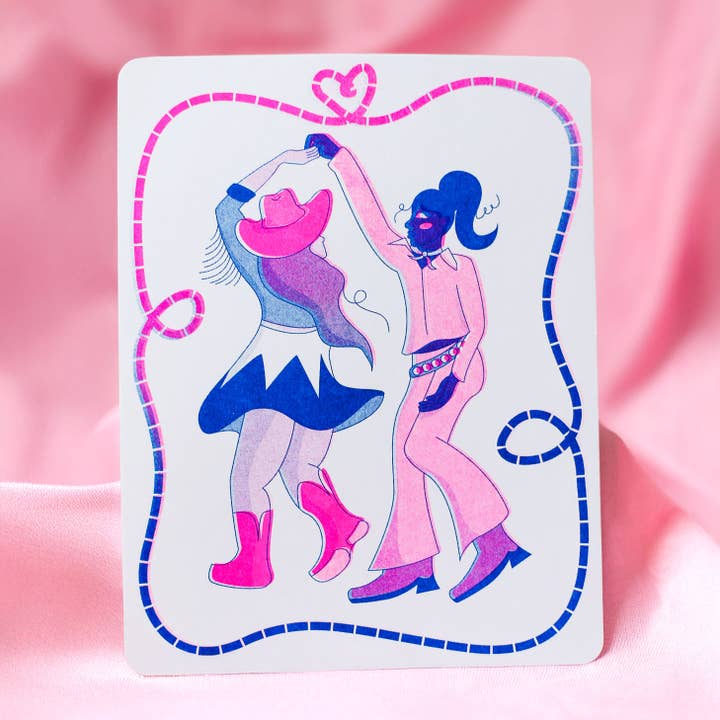 By Danielle Witten - Wholesale Art Print - Cowgirl Pink Pony Club Risograph Art Print