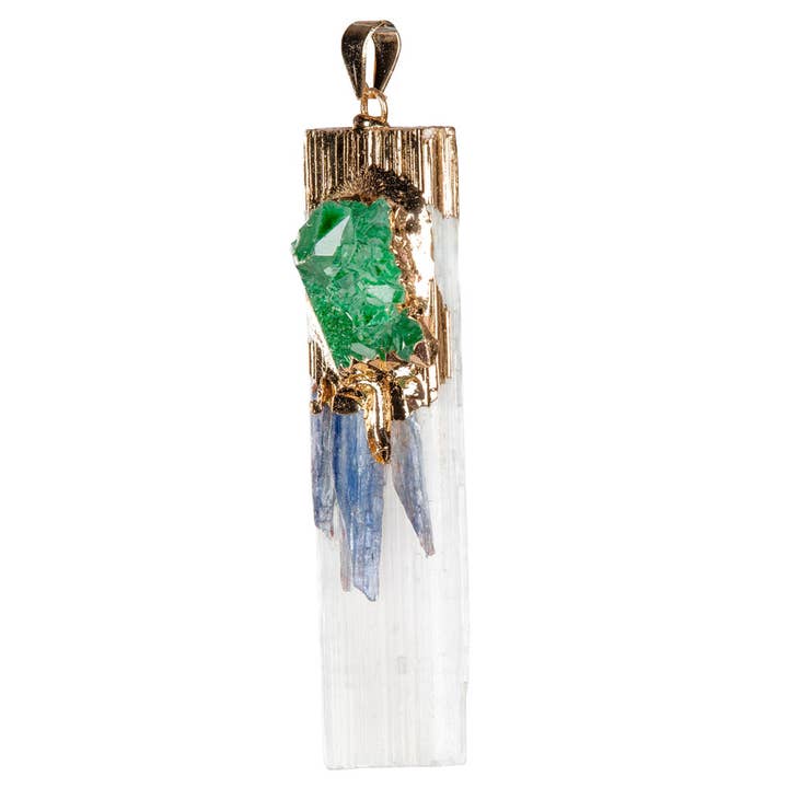 Benjamin International - Wholesale Individual Charm/Pendant - SELENITE PENDANT WITH SODALITE AND GREEN DYED DRUZY