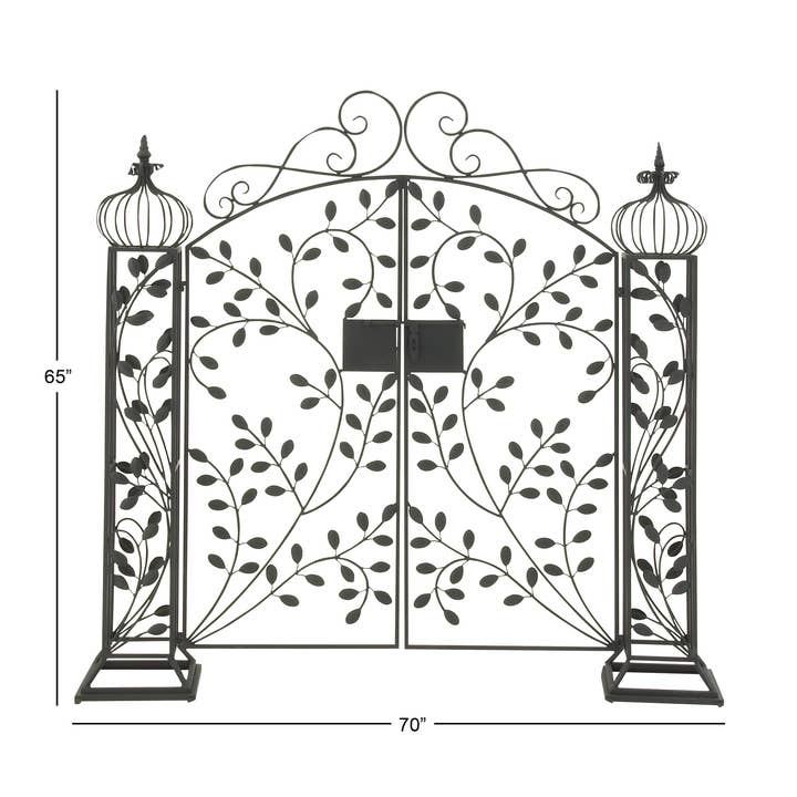 Import Corner - Wholesale Outdoor Ornament/Decor - A-29085: METAL GARDEN GATE 70"W, 65"H0
