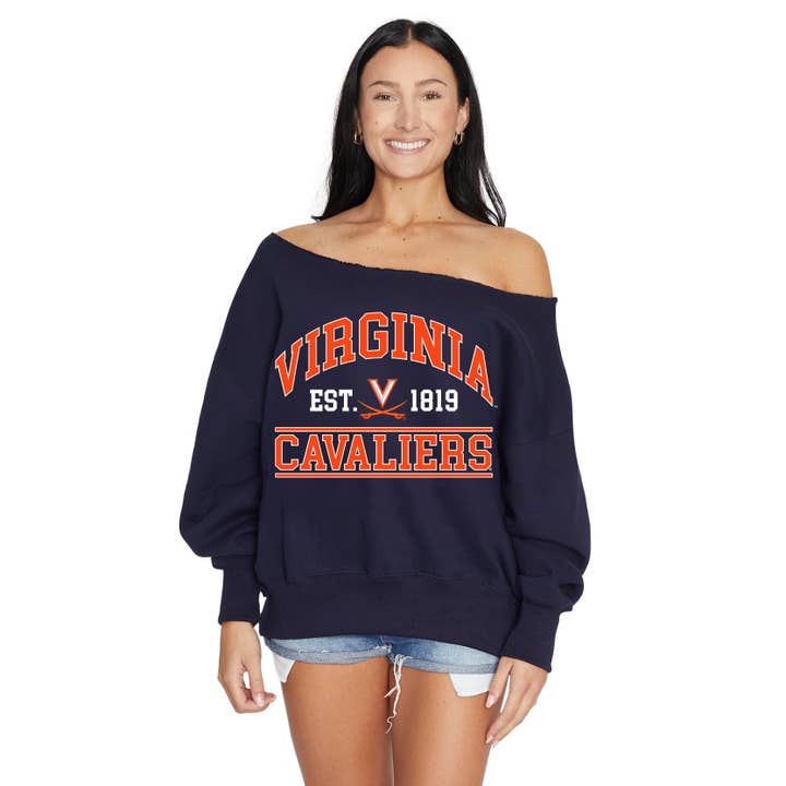 Lojo Collegiate Apparel - Wholesale Graphic Sweatshirt - Women's - Virginia Cavaliers Off the Shoulder Sweatshirt