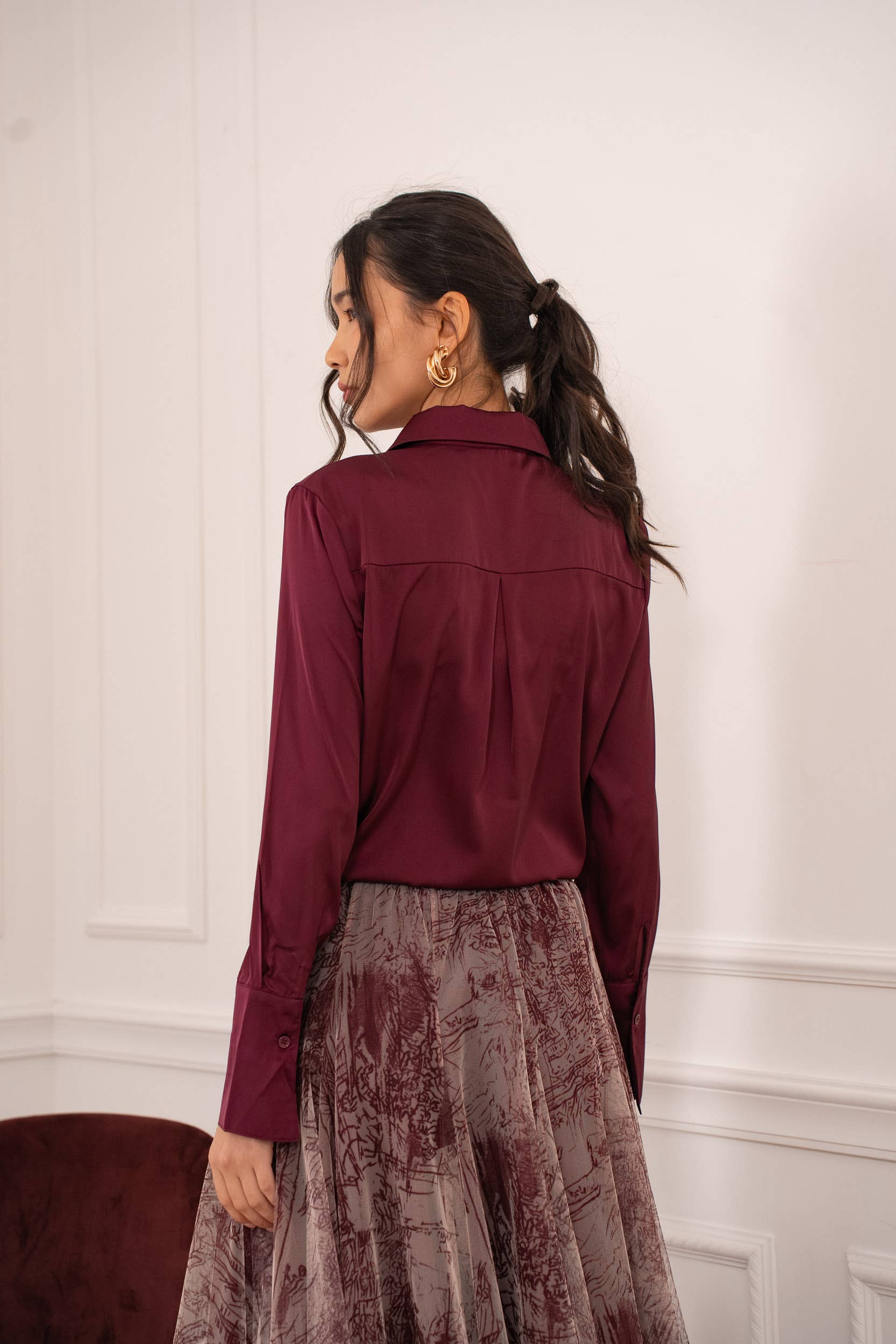 CHOKLATE PARIS – wholesale Tröja med knappar – Dam – Léa-skjorta i satin (S-M-L-XL) - CK0809128