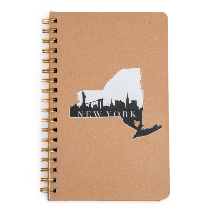 6" x 9.5" Kraft Cover Spiral Notebook - New York for wholesale by Core Home