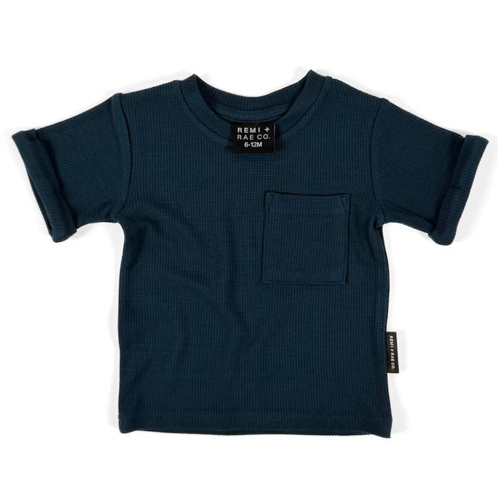 BAMBOO WAFFLE POCKET TEE - DUSK for wholesale by Remi + Rae Co.