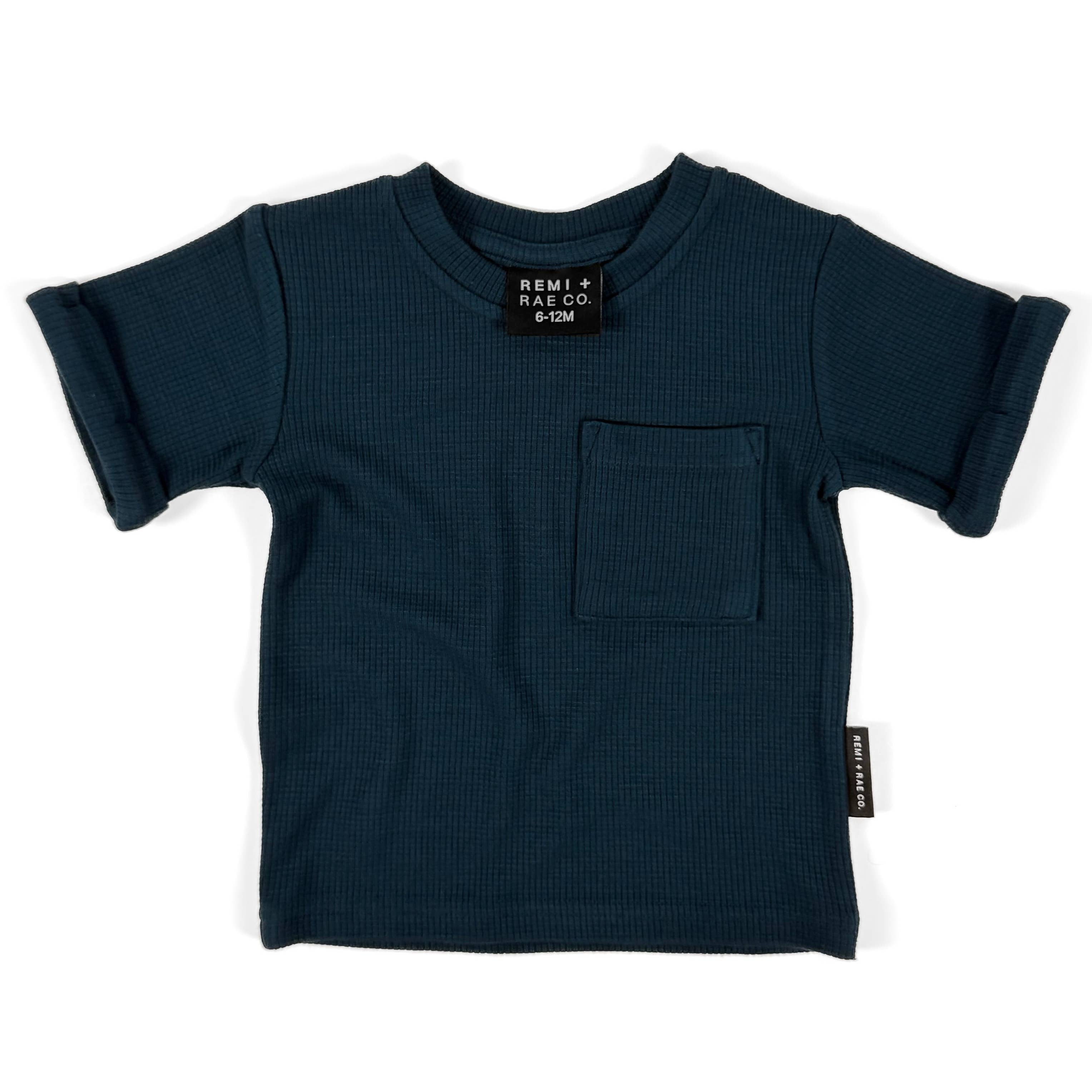 Remi + Rae Co. - Vendita all'ingrosso Maglietta - Bambini - T-SHIRT CON TASCA IN BAMBOO WAFFLE - DUSK