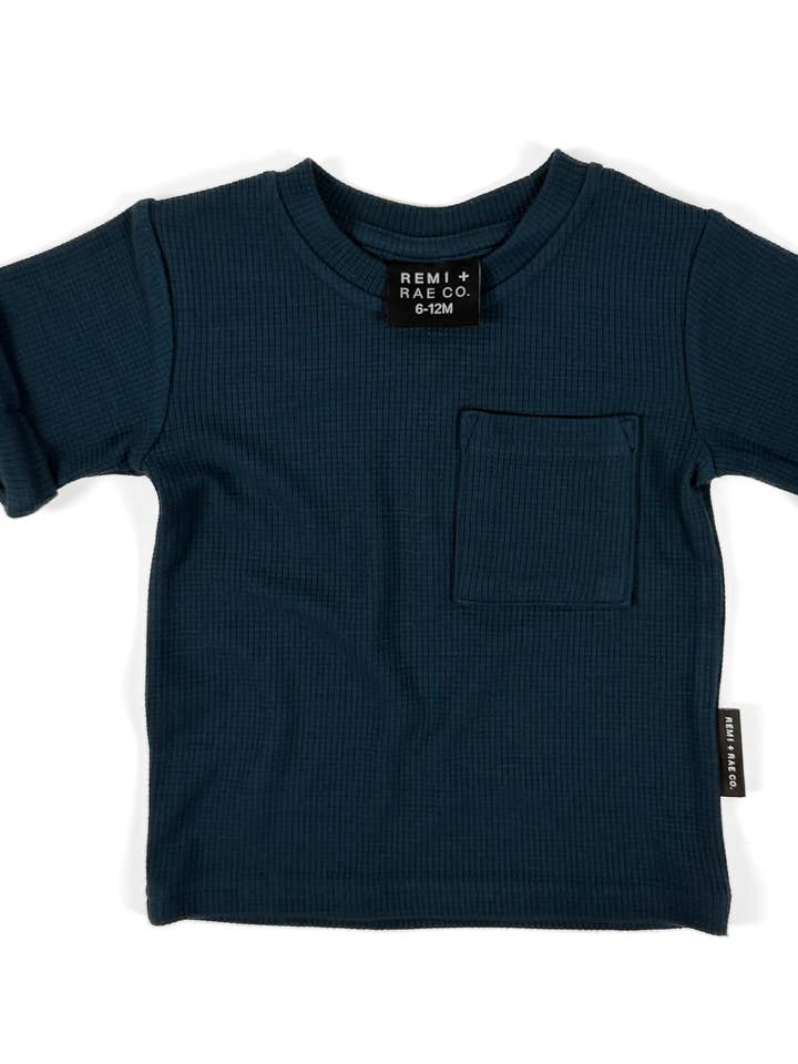 Remi + Rae Co. - Vendita all'ingrosso Maglietta - Bambini - T-SHIRT CON TASCA IN BAMBOO WAFFLE - DUSK0