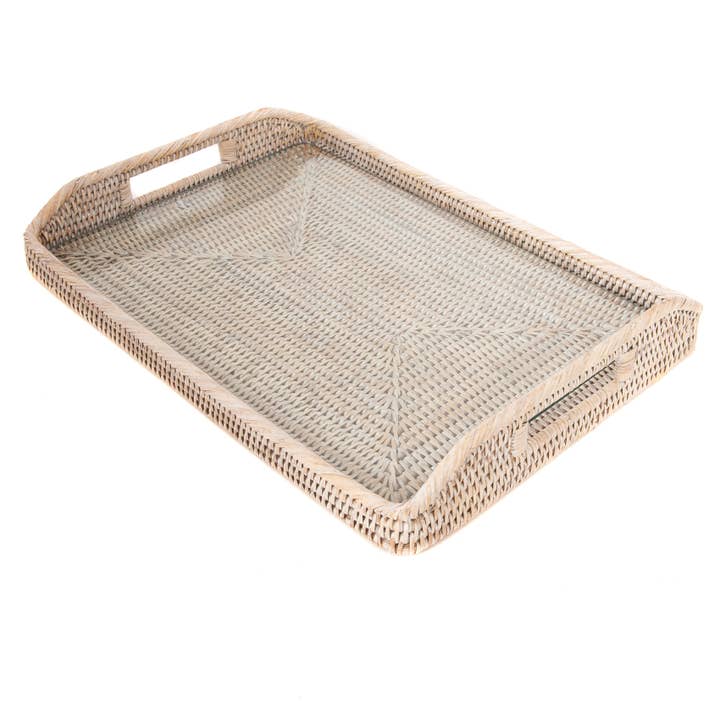 Artifacts Trading Company - Wholesale Serving Tray - Artifacts Rattanâ„¢ Rectangular Tray & Glass Insert
