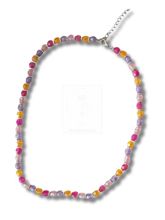 Collana colorata in giallo, rosa e viola – fatta a mano per la vendita all'ingrosso da parte di Mr.S.Perlenoase