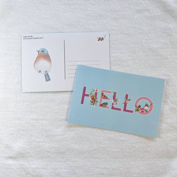 hello bird postcard - set of 5 for wholesale by whimsy & zest