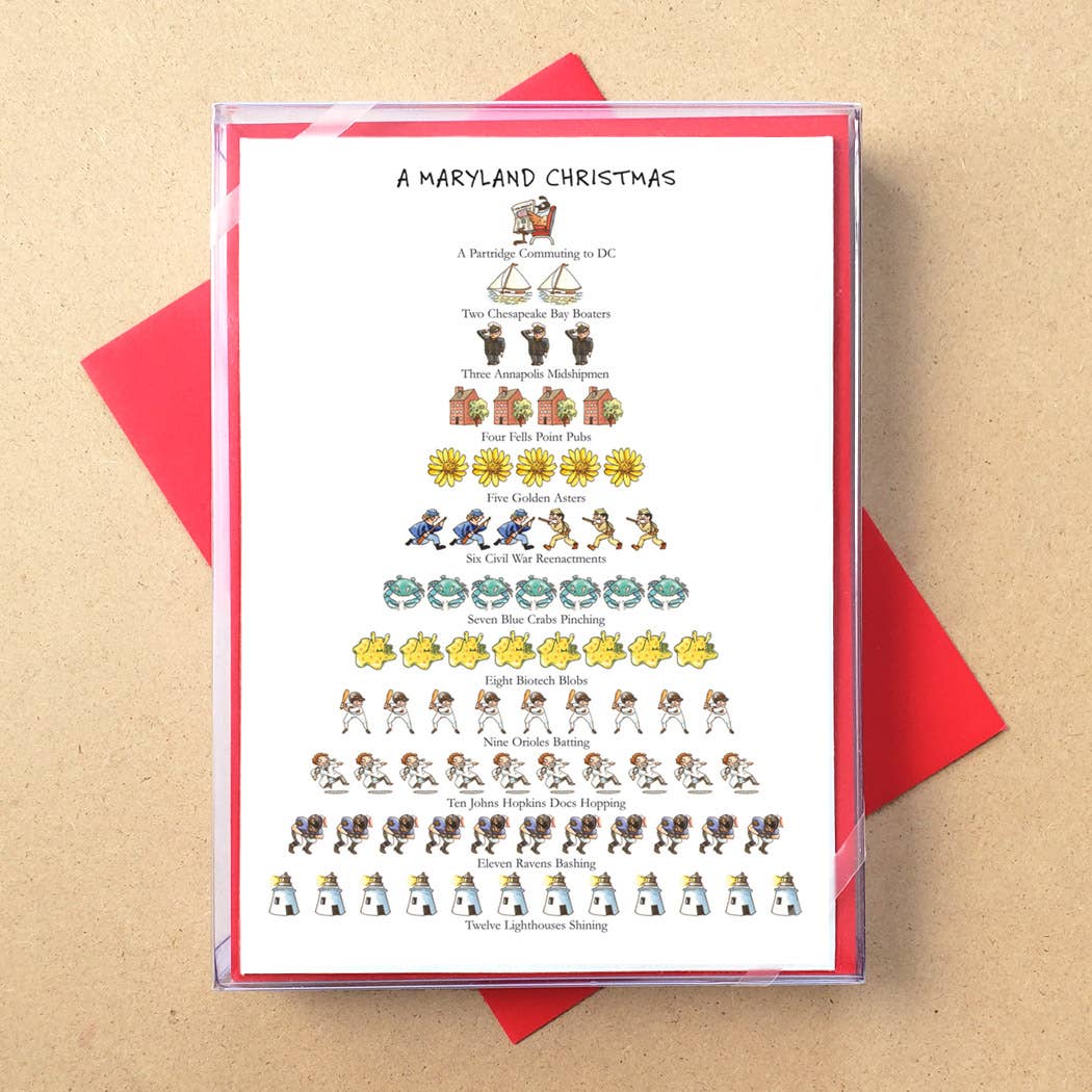 Allport Editions – Großhandel Weihnachtskarte – „Staaten: 12 Days of Christmas“ -Boxkarten — ALLE 50 BUNDESSTAATEN!10