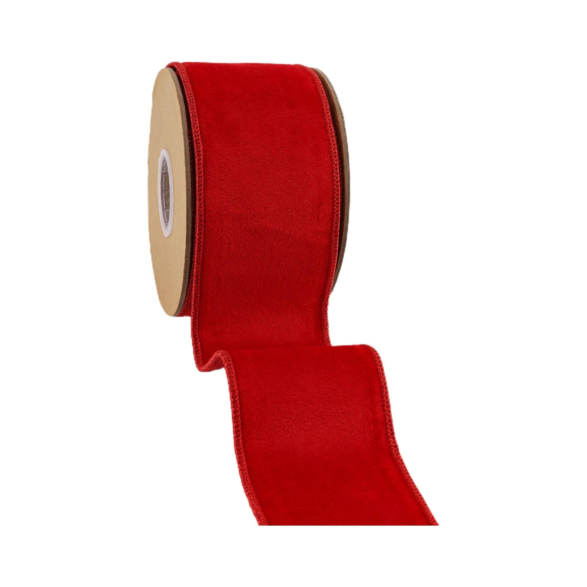 LA Ribbons Wholesale - Wholesale Ribbon - Gift Wrapping - 2 1/2 Wired Cozy Velvet Ribbon | Red w/ Double-Fused Metallic Red Dupioni | 10 Yard Roll1
