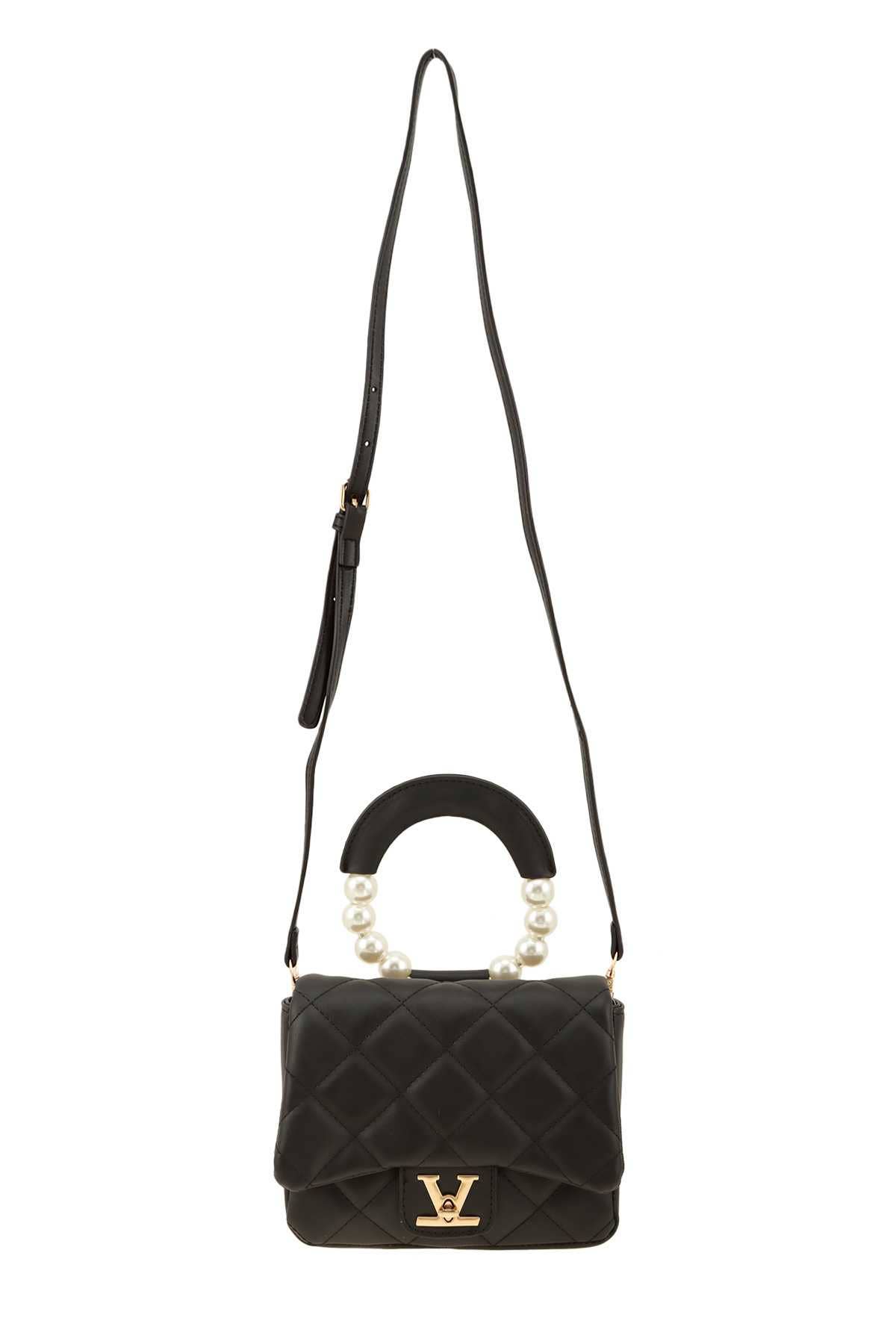 Pink Irene Wholesale - Wholesale Top Handle Bag - Women's - Diamond Quilted Bag with V Accent and Pearl Handle7