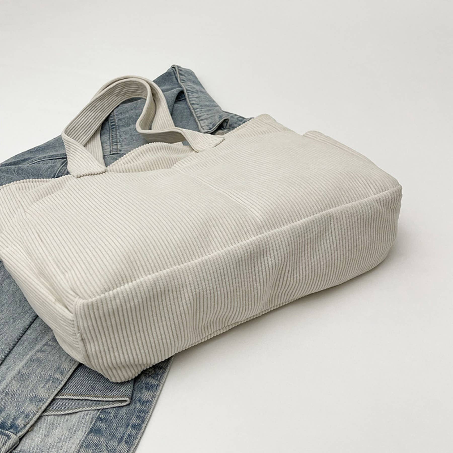 wandf - Wholesale Shoulder Bag - Women's - Casual Solid Color Corduroy Zippered Shoulder Bag Tote7