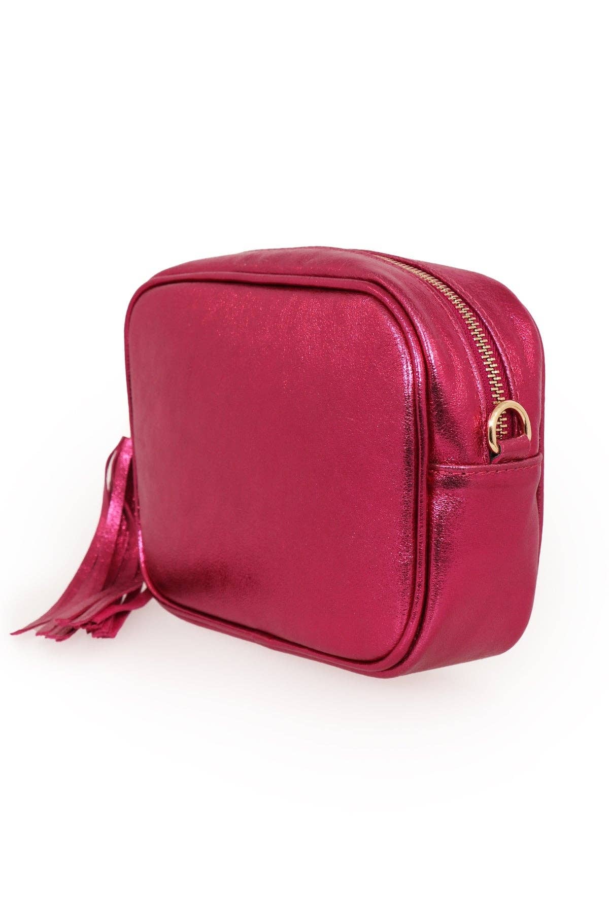 Sarta Pelle - Vente Sac à bandoulière – femme - Beau - Sac à bandoulière en cuir italien - Berry, métallisé1