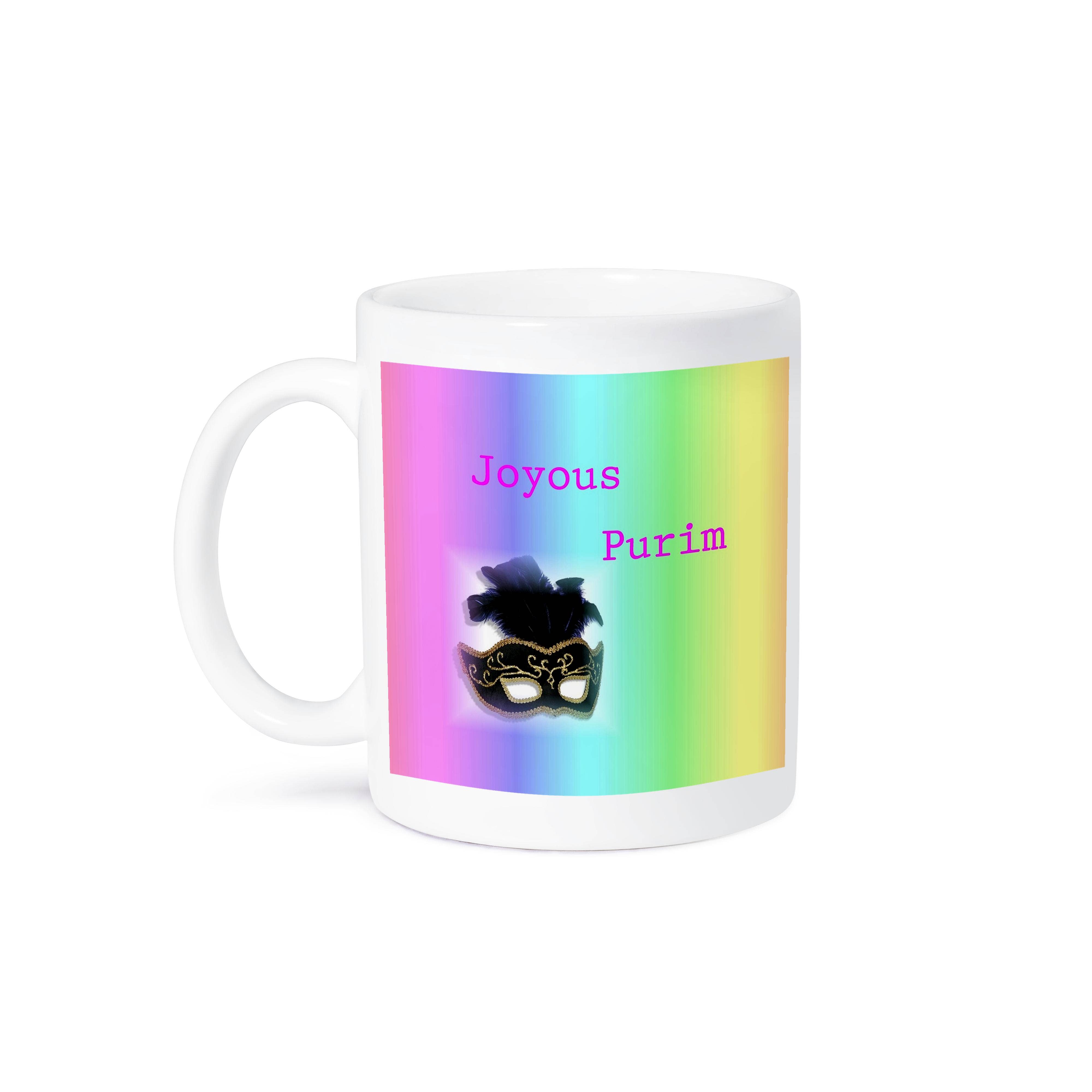 3dRose - Wholesale Coffee Mug - 3dRose, Image of Joyous Purim With Mask On Bright Gradient, Mug8