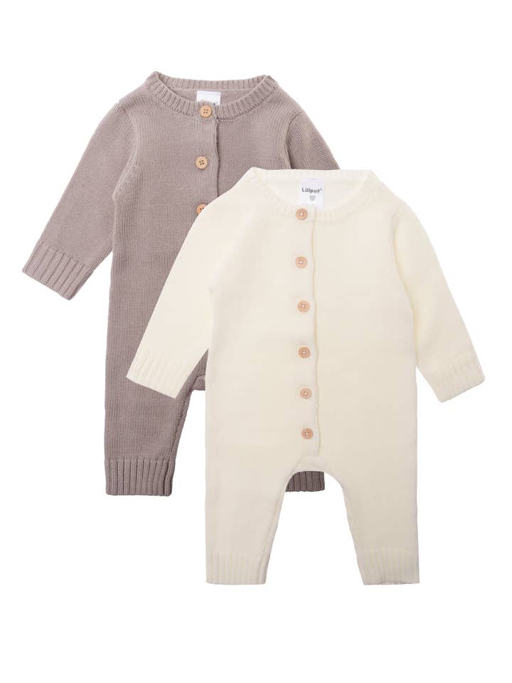 2-pack stickade sparkdräkter i brunt och ecru för wholesale av Liliput