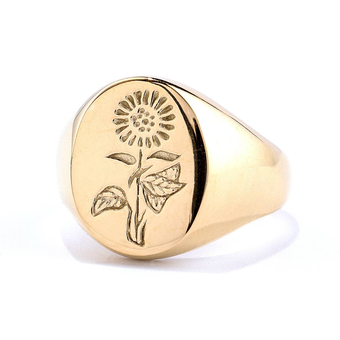 Mio Queena - Wholesale Cocktail/Statement Ring - Glossed Surface Stainless Steel Sunflower Ring - FGS1