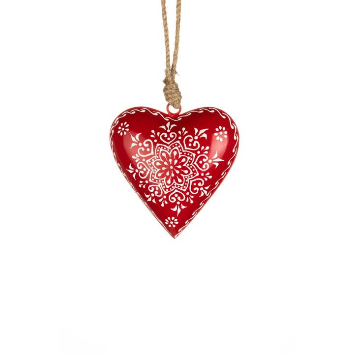 Shoeless Joe Ltd – wholesale Ornament – Snowflake Heart Red #1