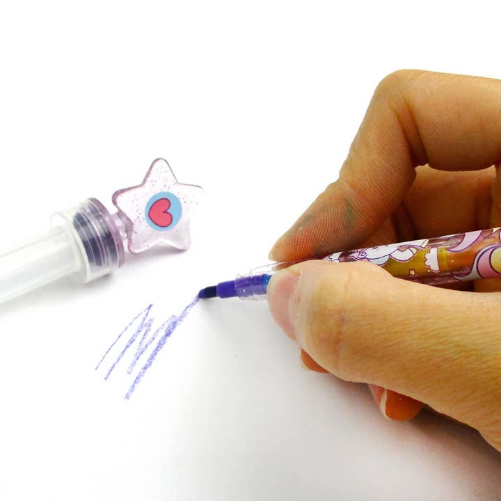 Tiny Mills – Großhandel Buntstift – Kind & Baby – Einhorn Rainbow Stapelbarer Buntstift mit Stamper Topper3