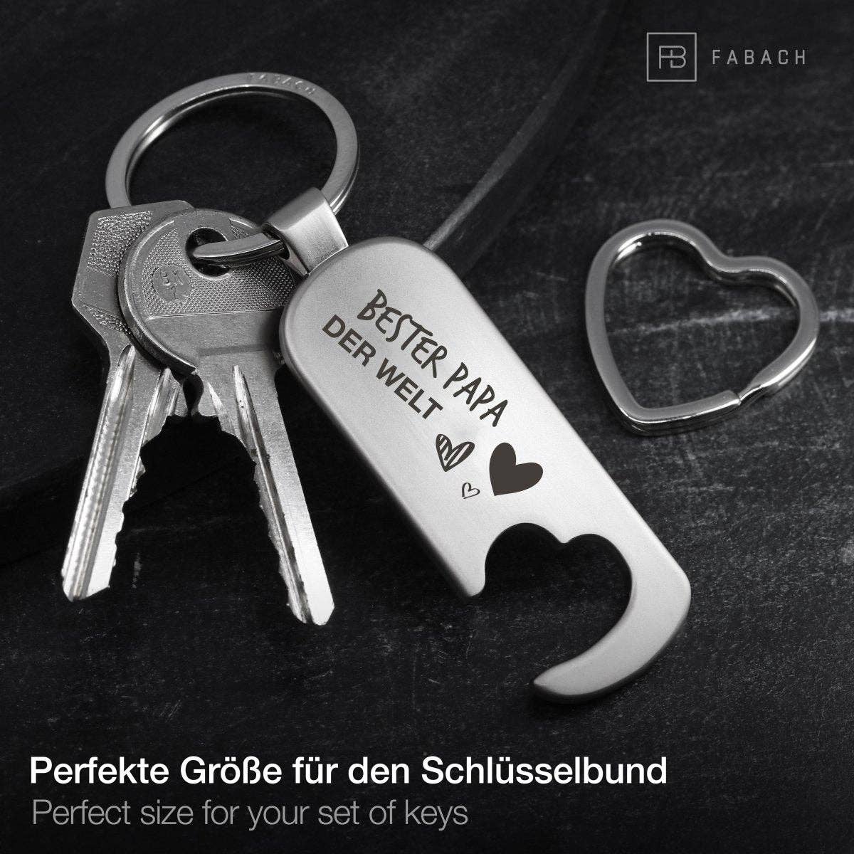 FABACH – Die Schlüsselanhänger-Schmiede - Vendita all'ingrosso Portachiavi - Uomo - Portachiavi con apribottiglie « Bester Papa der Welt »6