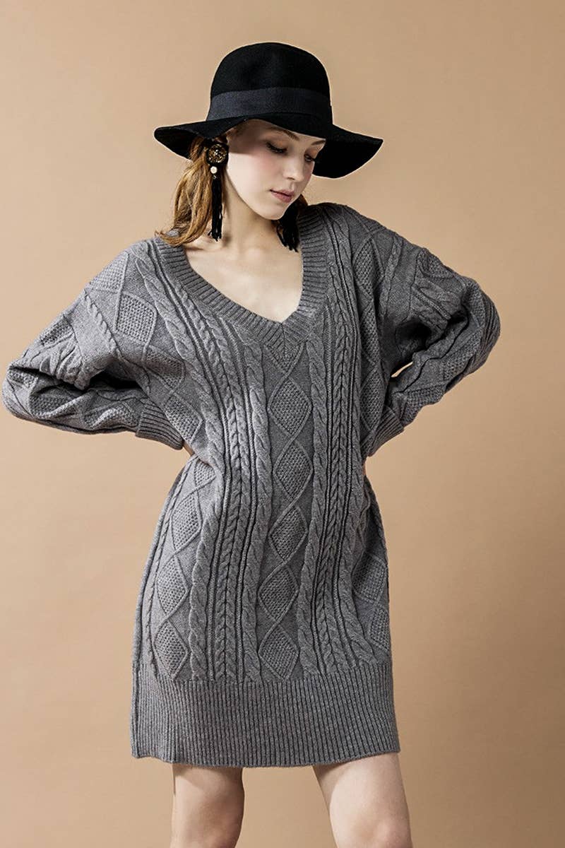 noflik - Wholesale Dress - Women's -  IND1023 Cable Knit Dress-12pcs Pack $4.99/unit (71%OFF)9