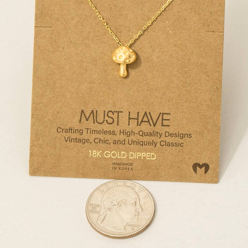 Fame Accessories - Wholesale Pendant/Charm Necklace - Gold Dipped Mini Mushroom Pendant Necklace2