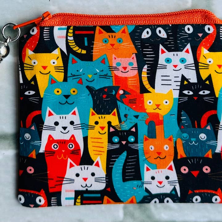 Jewells – wholesale Coin purse – Women’s – Bright Cats fabric coin purse pouch 2 sizes