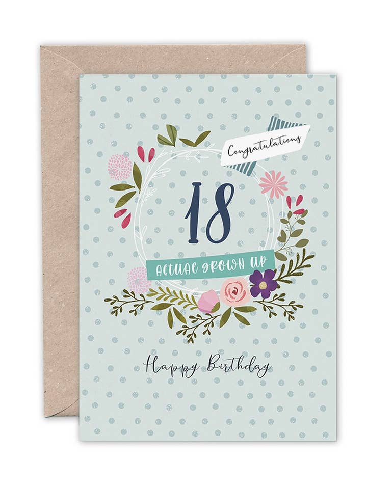TARJETA DE CUMPLEAÑOS NÚMERO 18 DE Milestone Age para venta al por mayor de Emma Bryan Design