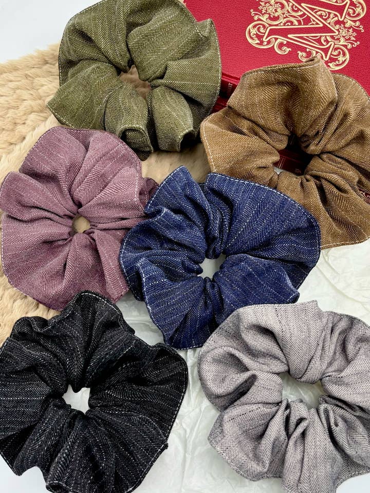 Denim Effect Elastic Scrunchies FQ79 for wholesale by BYREN | ÉLINE L'ATELIER