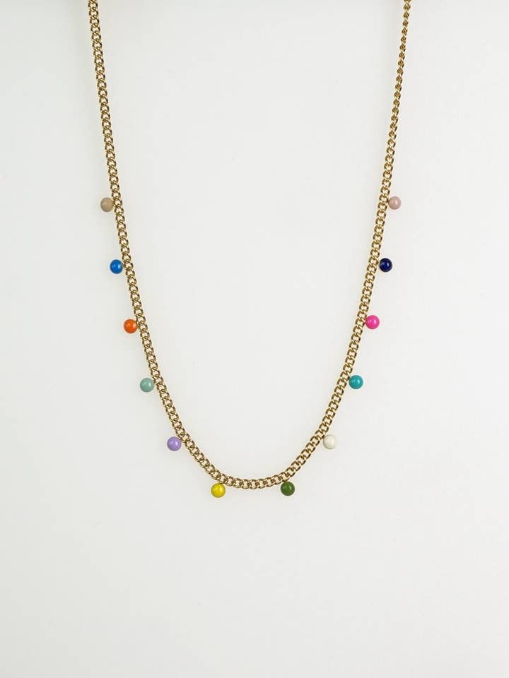 Stainless Steel Necklace With Enameled Beads for wholesale by Victoria Moda