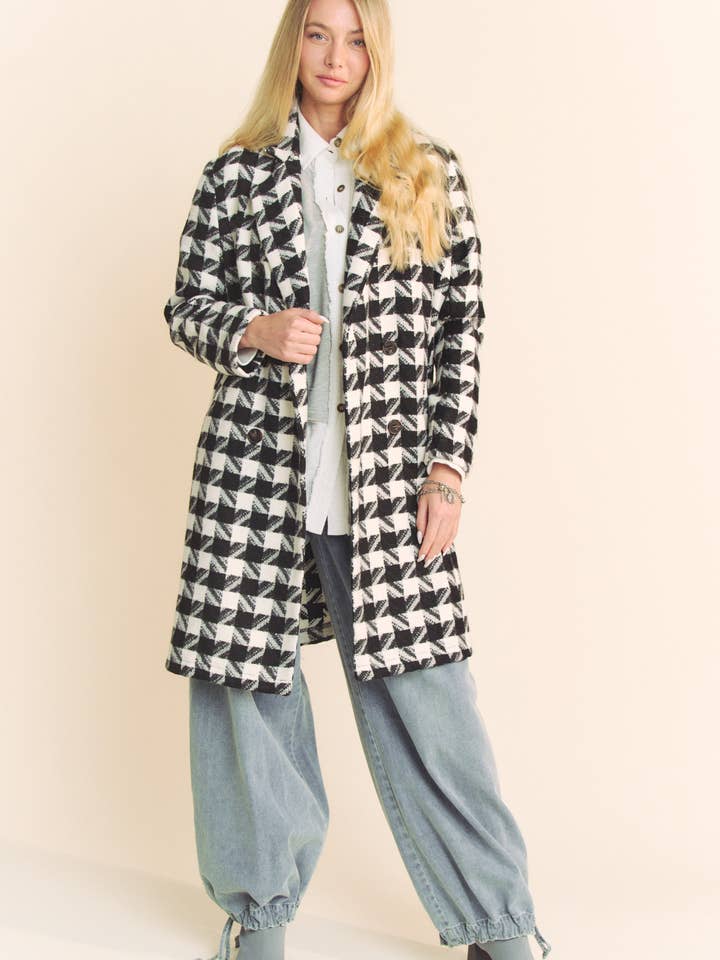 Davi & Dani - Wholesale Jacket - Women's - TEXTURED KNIT TWEED DOUBLE BUTTON COAT JACKET5