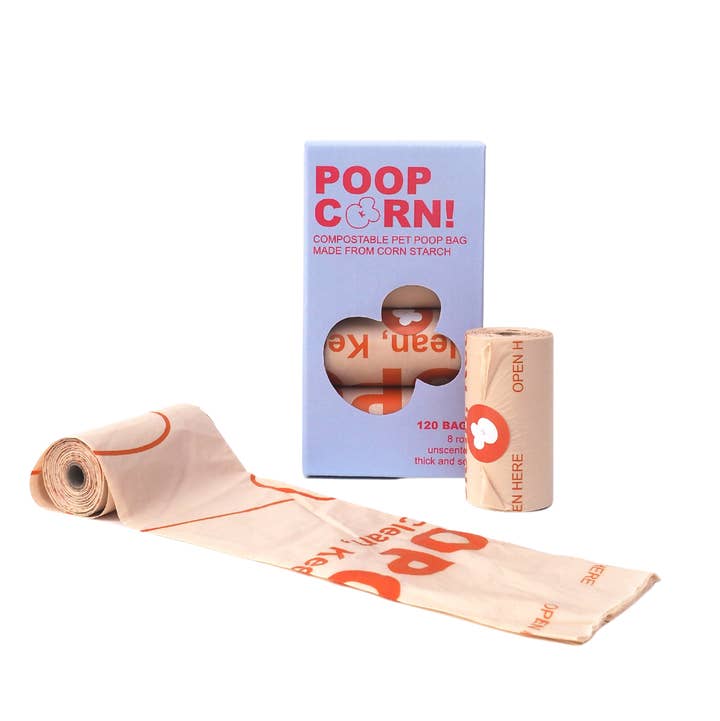 POOPCORN - Wholesale Pet Poop Bag - Poopcorn Biodegradable Poop Bags (8 Rolls/Box)0